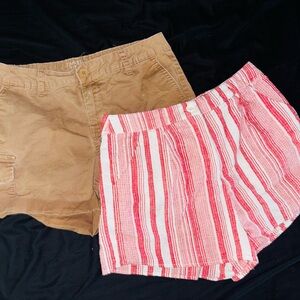 Striped Red and Tan Women's Shorts